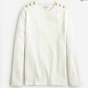 J.Crew // Perfect Fit Cream Long Sleeve Top with Gold Buttons